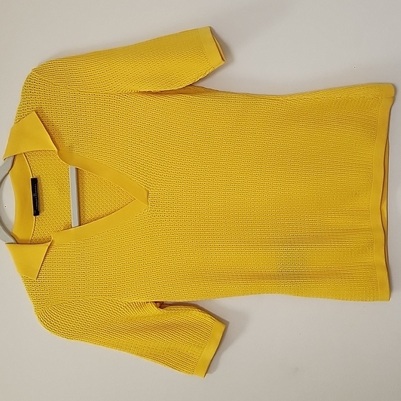 Carolina Herrera Ribbed Knit Yellow Sweater Top Size XS - Picture 3 of 17